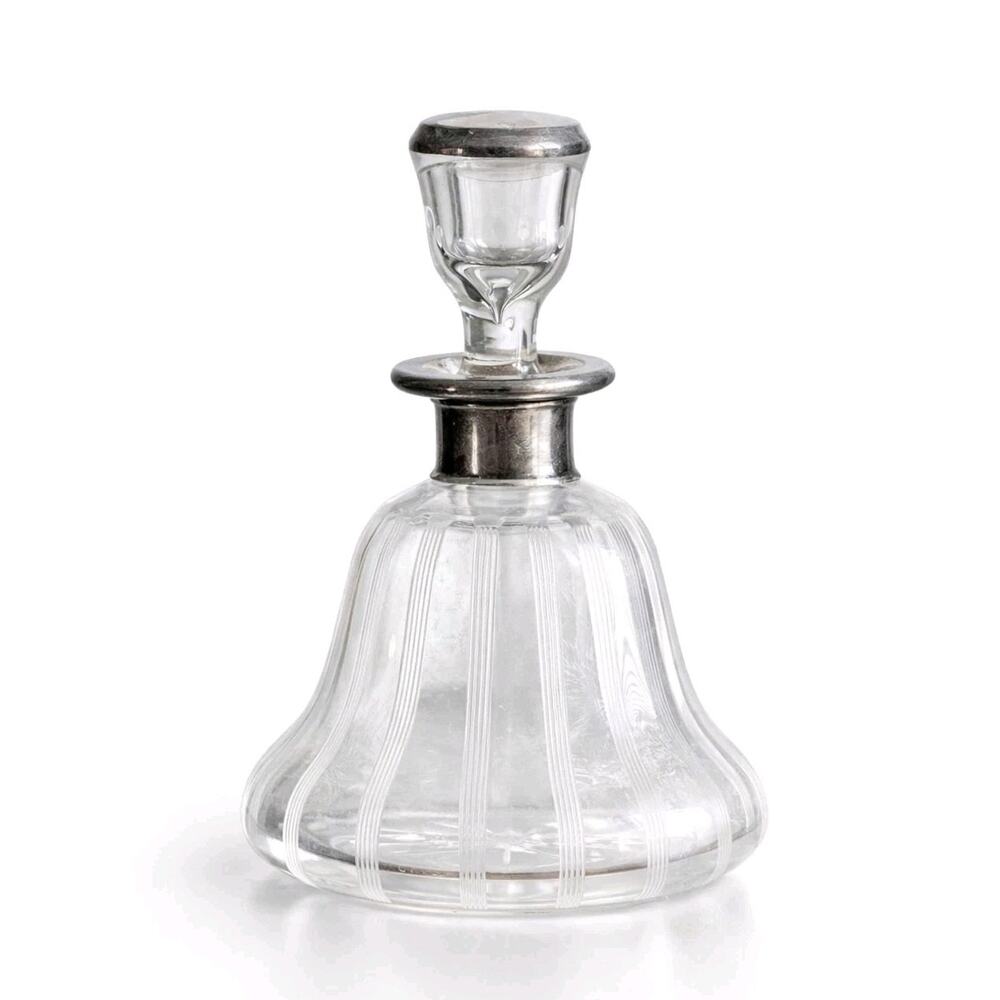 Vtg Steuben Clear Glass Silver Perfume Cologne Bottle Dauber Etched 1500 Stopper